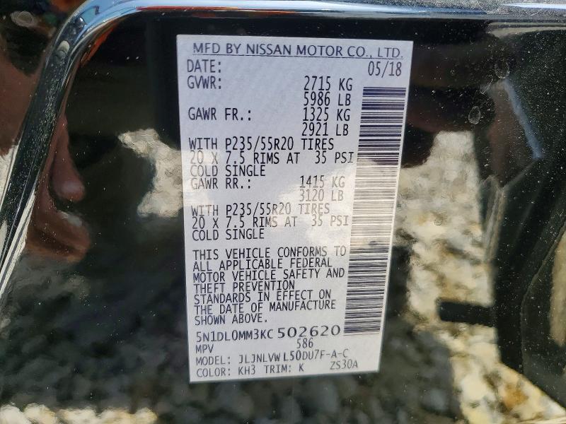 Продажа на аукционе авто 2019 Infiniti Qx60, vin: 5N1DL0MM3KC502620, номер лота: 50709546