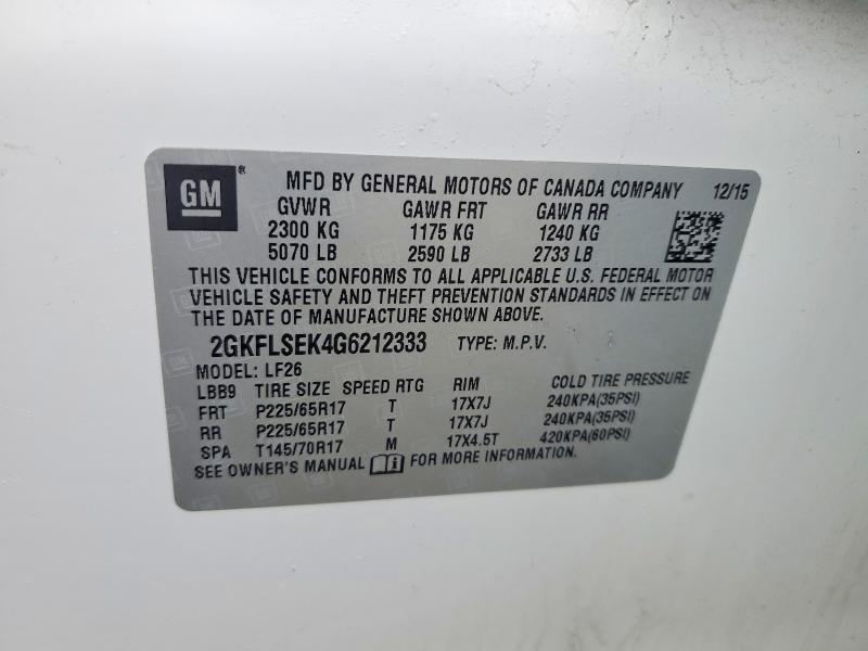 Продажа на аукционе авто 2016 Gmc Terrain, vin: 2GKFLSEK4G6212333, номер лота: 49726306