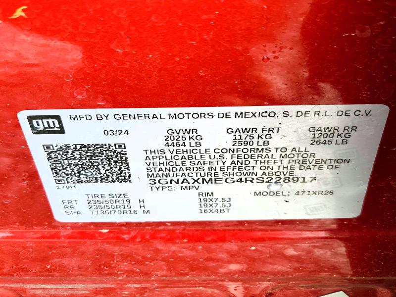 Aukcja sprzedaży 2024 Chevrolet Equinox, vin: 3GNAXMEG4RS228917, numer aukcji: 51263696