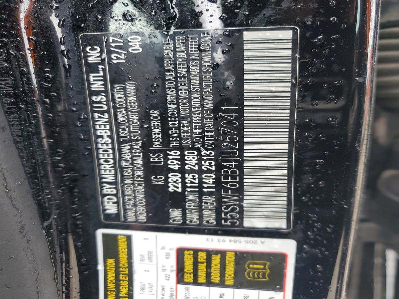 Продаж на аукціоні авто 2018 Mercedes-benz C, vin: 55SWF6EB4JU257041, номер лоту: 50659486