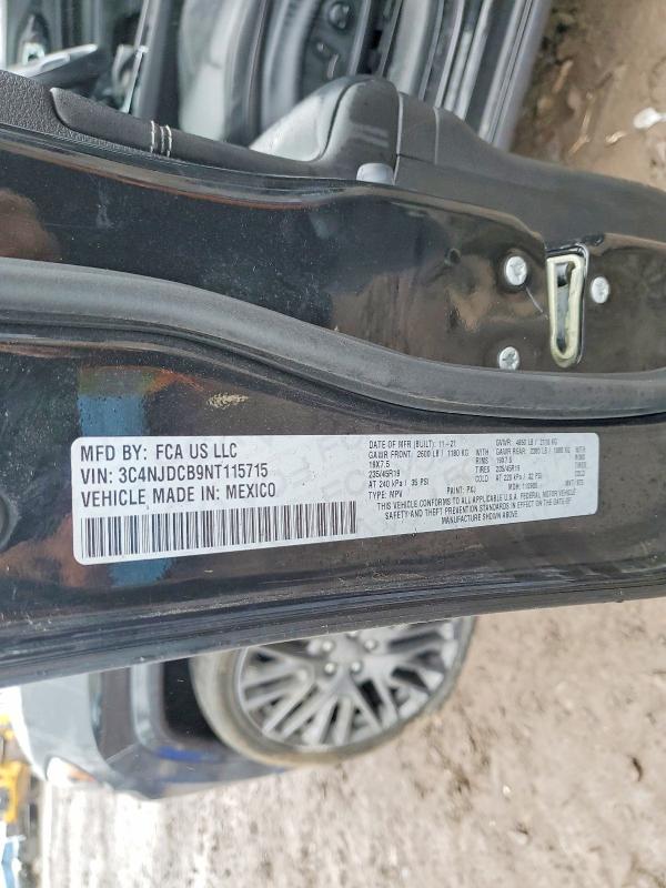 2022 Jeep Compass მანქანა იყიდება აუქციონზე, vin: 3C4NJDCB9NT115715, აუქციონის ნომერი: 48772386