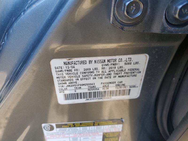 Aukcja sprzedaży 2006 Infiniti M35, vin: JNKAY01F56M250043, numer aukcji: 49369446