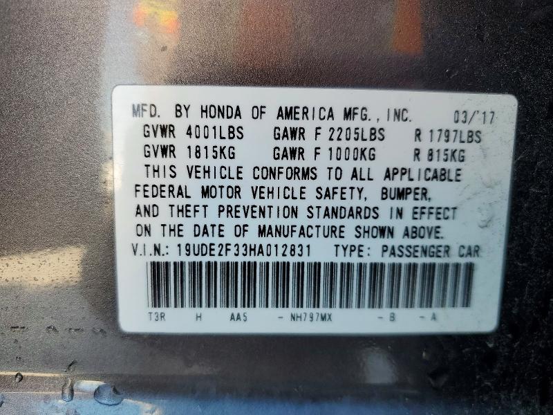 Auction sale of the 2017 Acura Ilx, vin: 19UDE2F33HA012831, lot number: 49107196