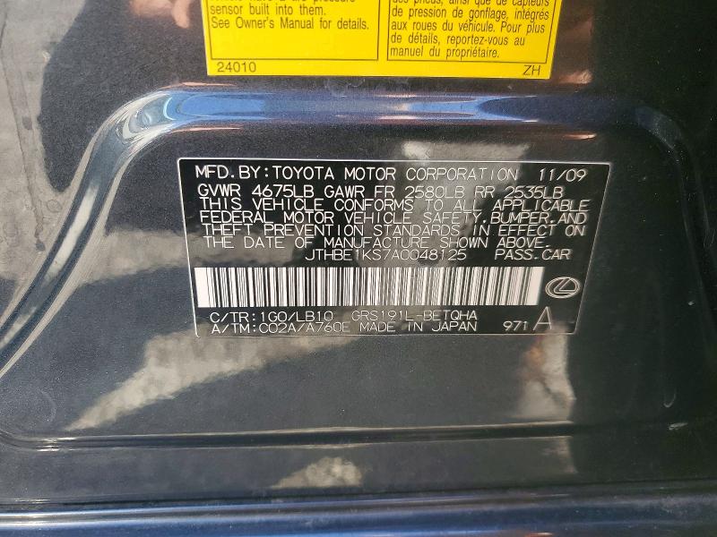 Продаж на аукціоні авто 2010 Lexus Gs, vin: JTHBE1KS7A0048125, номер лоту: 46945956