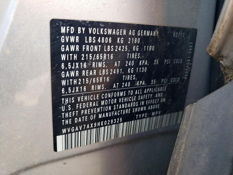 Продаж на аукціоні авто 2017 Volkswagen Tiguan, vin: WVGAV7AX9HK029325, номер лоту: 47660956