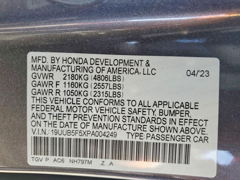 50697716 :رقم المزاد ، 19UUB5F5XPA004249 vin ، 2023 Acura Tlx مزاد بيع
