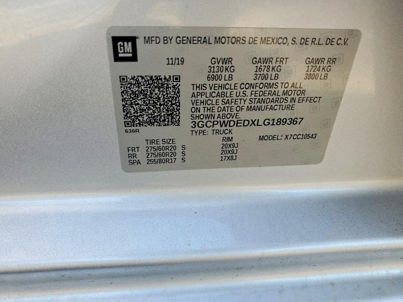 49790766 :رقم المزاد ، 3GCPWDEDXLG189367 vin ، 2020 Chevrolet Silverado مزاد بيع