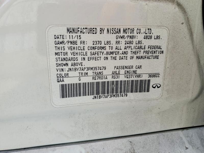 Aukcja sprzedaży 2015 Infiniti Q50, vin: JN1BV7AP3FM357479, numer aukcji: 50700076