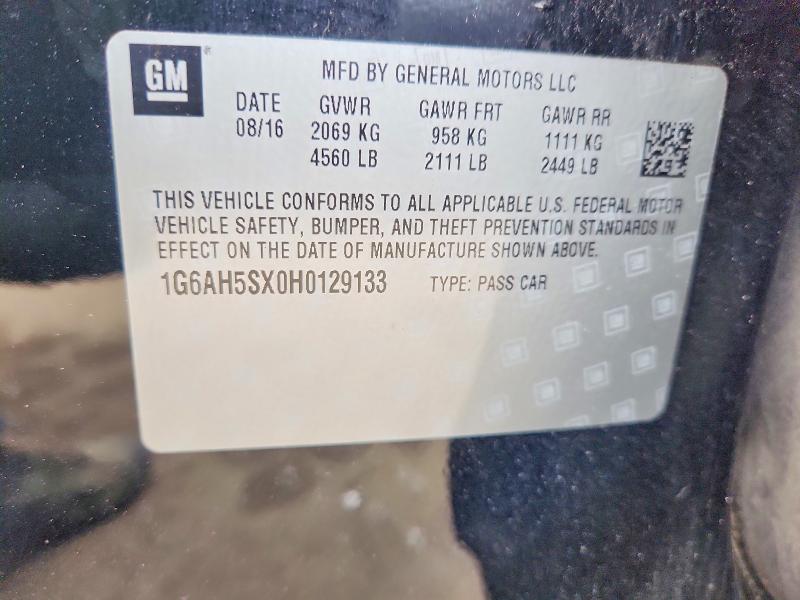 Aukcja sprzedaży 2017 Cadillac Ats, vin: 1G6AH5SX0H0129133, numer aukcji: 50140516