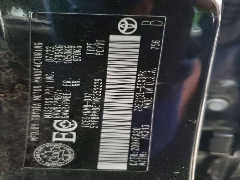 49626426 :رقم المزاد ، 5YFBPMBE1NP352229 vin ، 2022 Toyota Corolla مزاد بيع