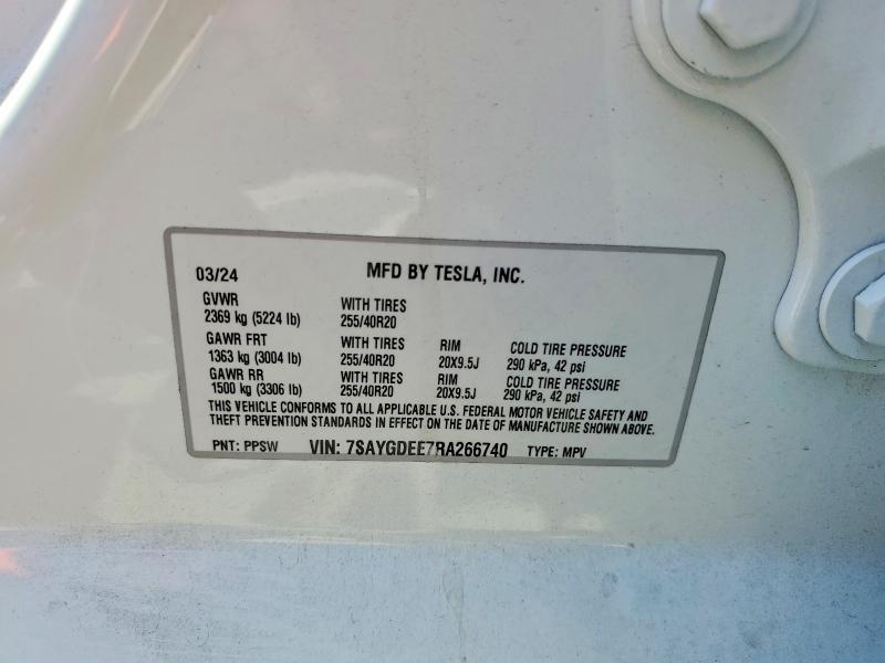 Продаж на аукціоні авто 2024 Tesla Model Y, vin: 7SAYGDEE7RA266740, номер лоту: 47302246