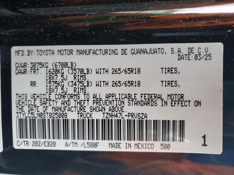2025 Toyota Tacoma მანქანა იყიდება აუქციონზე, vin: 3TYLC5LN0ST025008, აუქციონის ნომერი: 47431096