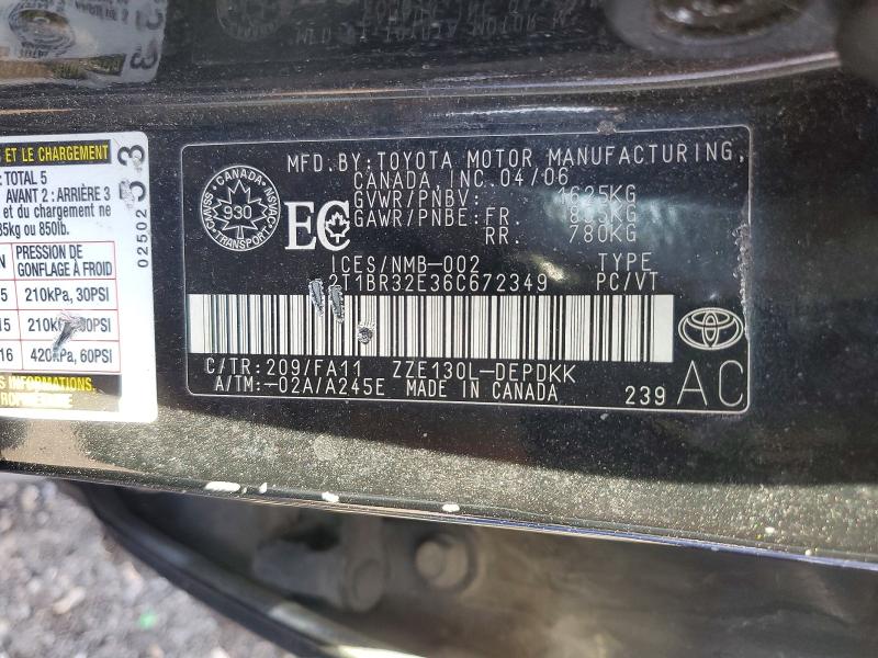 Продажа на аукционе авто 2006 Toyota Corolla, vin: 2T1BR32E36C672349, номер лота: 51141156