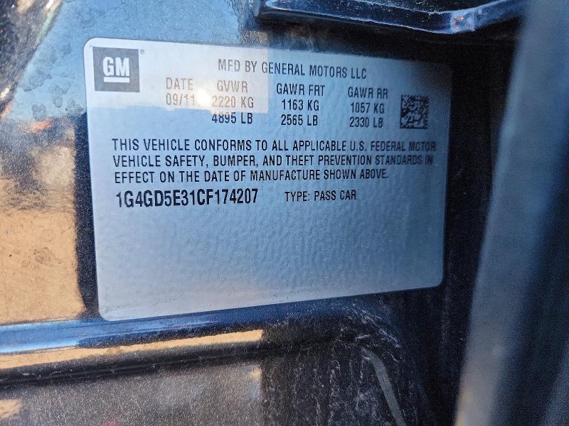 2012 Buick Lacrosse მანქანა იყიდება აუქციონზე, vin: 1G4GD5E31CF174207, აუქციონის ნომერი: 50768946