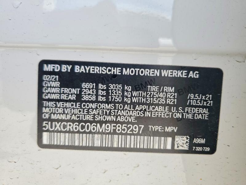 2021 Bmw X5 მანქანა იყიდება აუქციონზე, vin: 5UXCR6C06M9F85297, აუქციონის ნომერი: 48697756