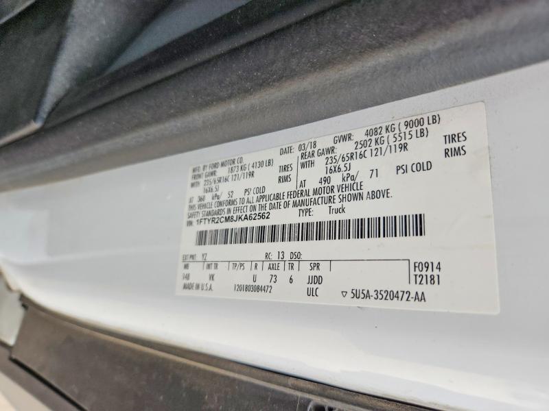 51272596 :رقم المزاد ، 1FTYR2CM8JKA62562 vin ، 2018 Ford Transit مزاد بيع