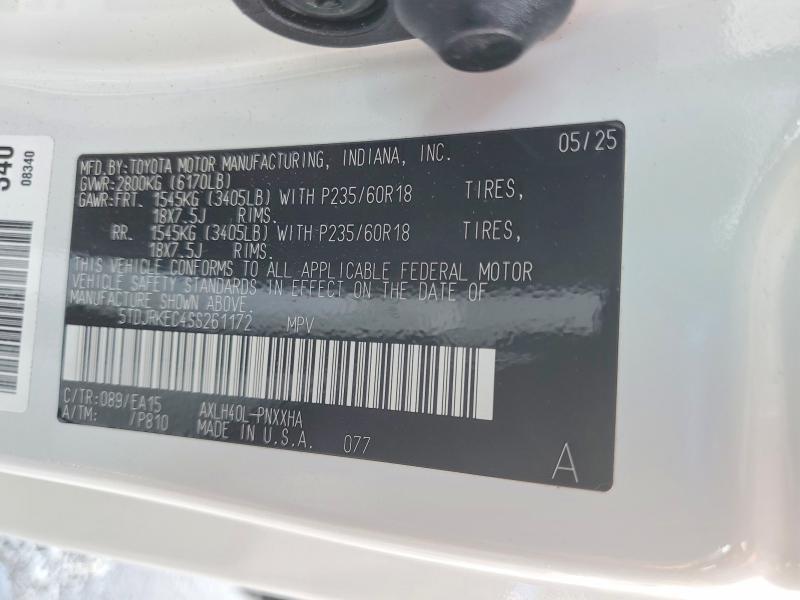 Aukcja sprzedaży 2025 Toyota Sienna, vin: 5TDJRKEC4SS261172, numer aukcji: 48699446