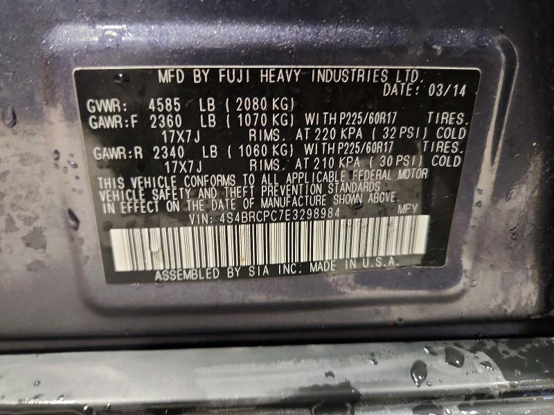 51205936 :رقم المزاد ، 4S4BRCPC7E3298984 vin ، 2014 Subaru Outback مزاد بيع
