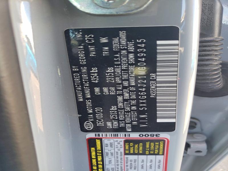48343496 :رقم المزاد ، 5XXG64J21MG049345 vin ، 2021 Kia K5 مزاد بيع