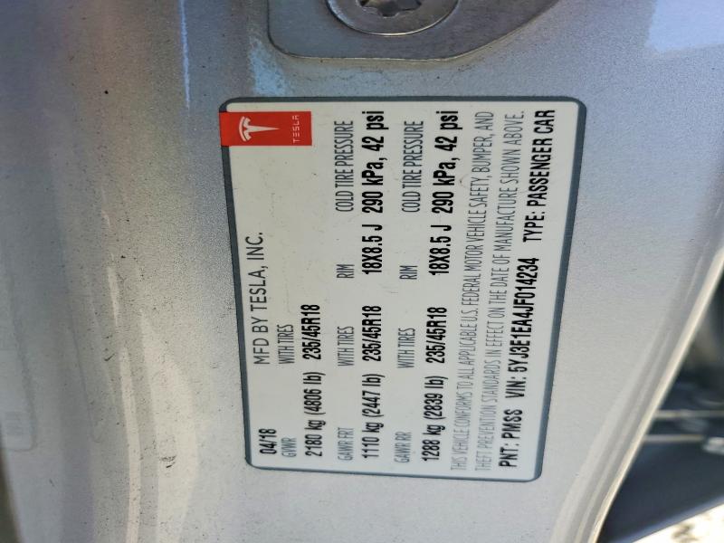 51986296 :رقم المزاد ، 5YJ3E1EA4JF014234 vin ، 2018 Tesla Model 3 مزاد بيع