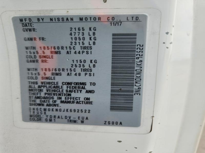 Aukcja sprzedaży 2018 Nissan Nv200, vin: 3N6CM0KN0JK692522, numer aukcji: 51695216