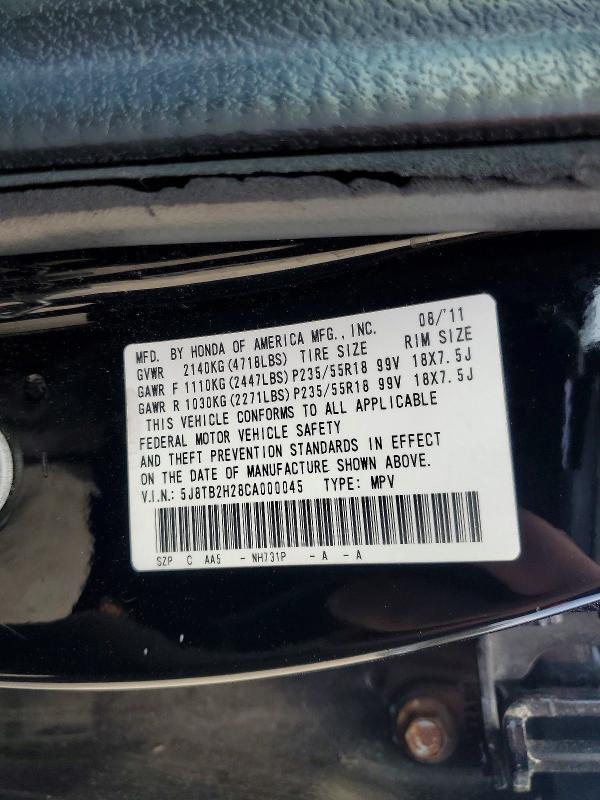 2012 Acura Rdx მანქანა იყიდება აუქციონზე, vin: 5J8TB2H28CA000045, აუქციონის ნომერი: 49712886
