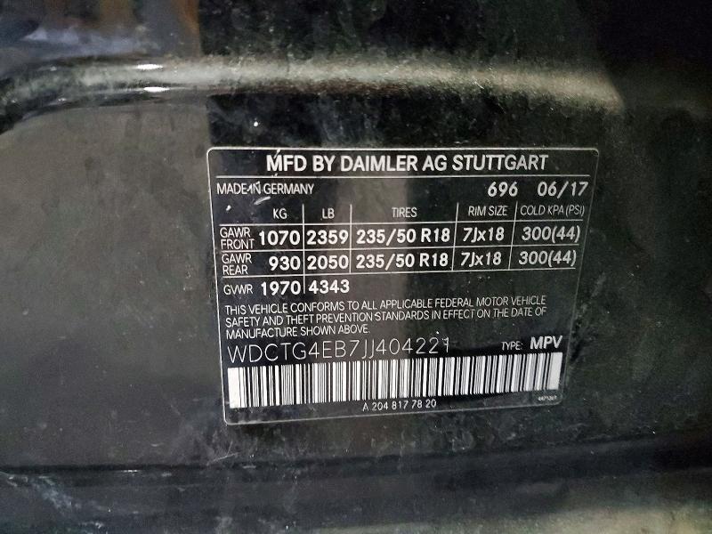 50983396 :رقم المزاد ، WDCTG4EB7JJ404221 vin ، 2018 Mercedes-benz Gla مزاد بيع