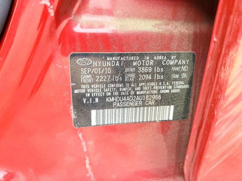 Продажа на аукционе авто 2010 Hyundai Elantra, vin: KMHDU4AD2AU182966, номер лота: 51346276