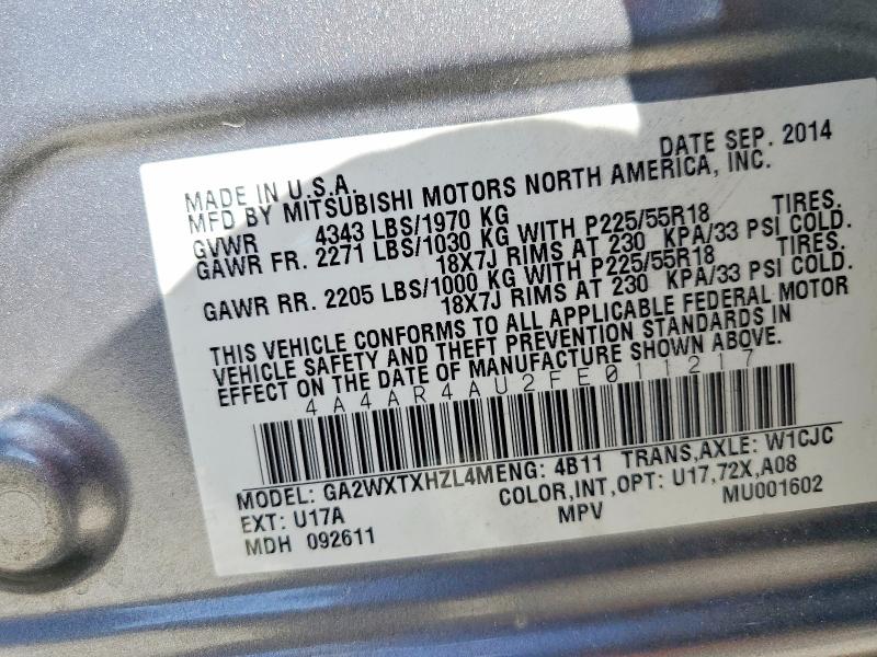 Продаж на аукціоні авто 2015 Mitsubishi Outlander Sport, vin: 4A4AR4AU2FE011217, номер лоту: 50184826