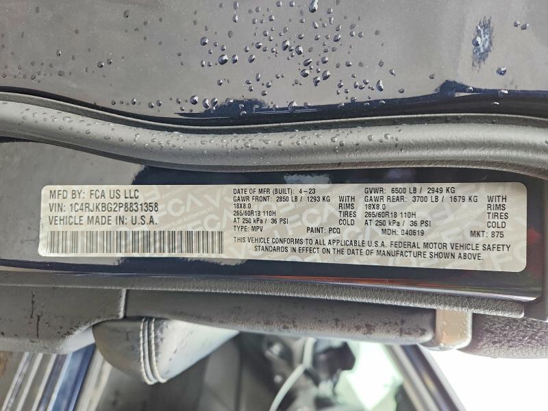 Продаж на аукціоні авто 2023 Jeep Grand Cherokee, vin: 1C4RJKBG2P8831358, номер лоту: 50582916