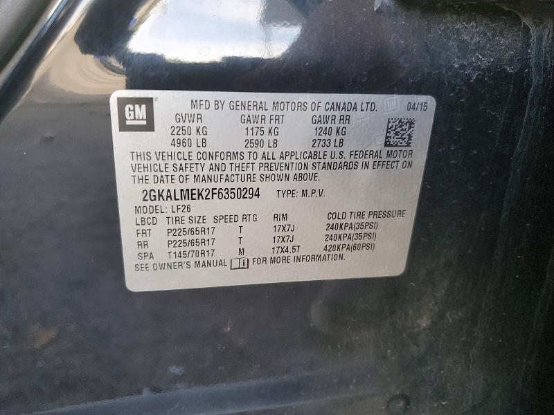 Продажа на аукционе авто 2015 Gmc Sport Utility, vin: 2GKALMEK2F6350294, номер лота: 49293126