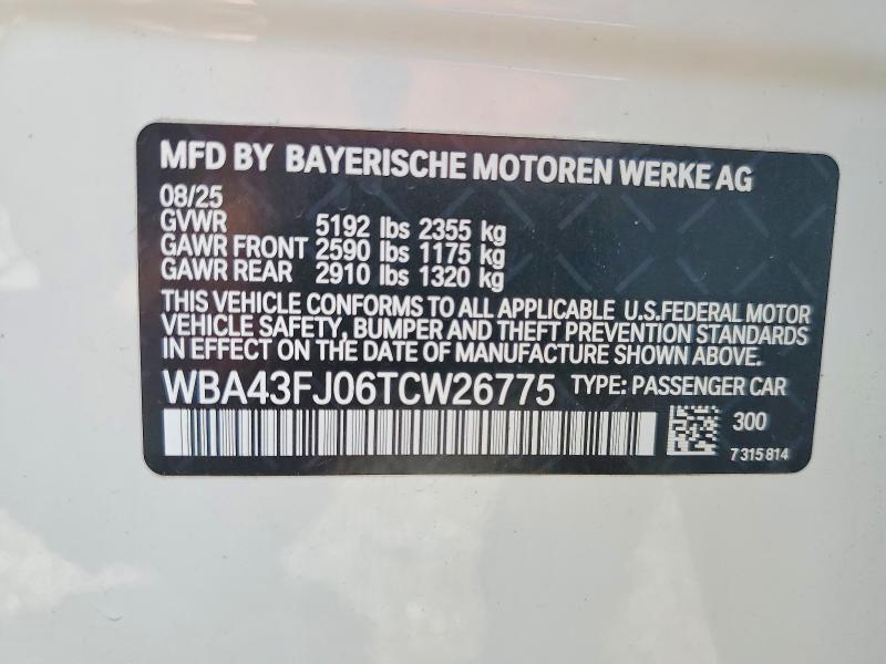 Продажа на аукционе авто 2026 Bmw 530, vin: WBA43FJ06TCW26775, номер лота: 51313276
