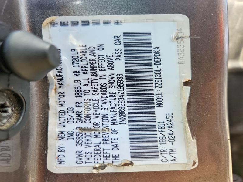2004 Toyota Corolla მანქანა იყიდება აუქციონზე, vin: 1NXBR32E34Z195983, აუქციონის ნომერი: 51587116