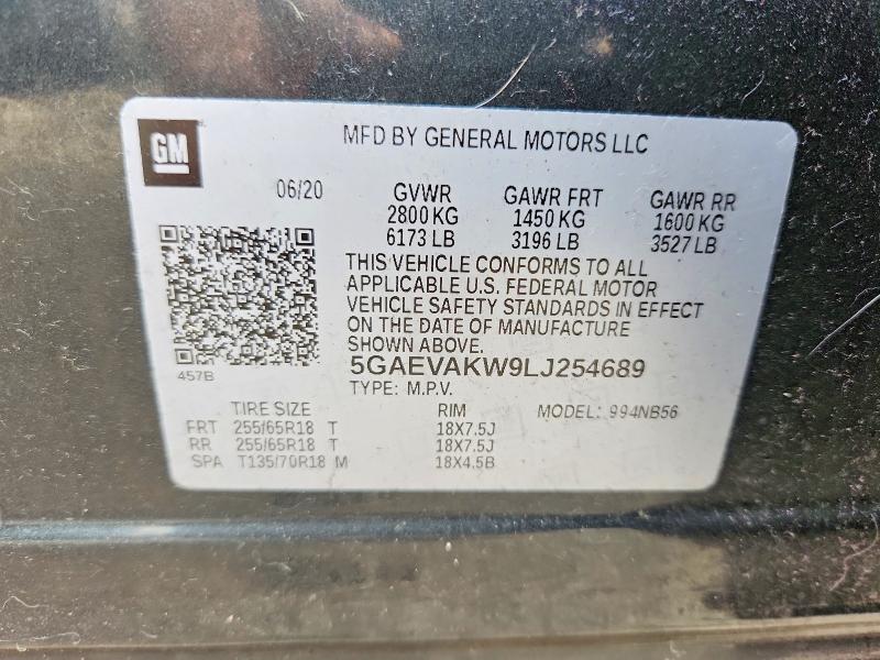 Aukcja sprzedaży 2020 Buick Enclave, vin: 5GAEVAKW9LJ254689, numer aukcji: 49800606