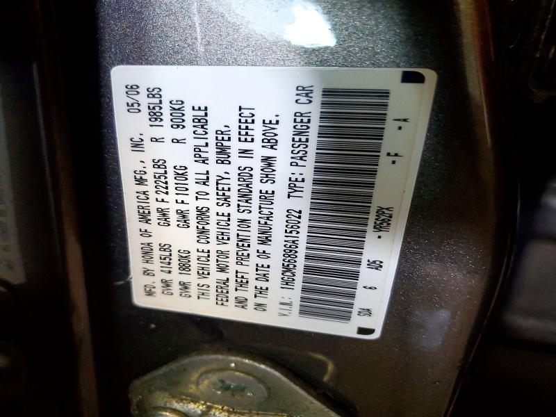 Aukcja sprzedaży 2006 Honda Accord, vin: 1HGCM56896A156022, numer aukcji: 49771286