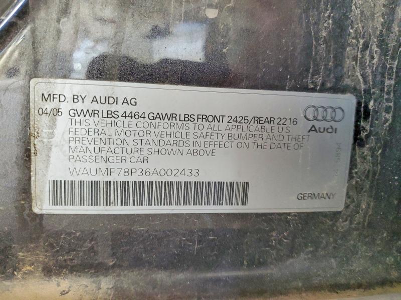 Aukcja sprzedaży 2006 Audi A3, vin: WAUMF78P36A002433, numer aukcji: 49574466
