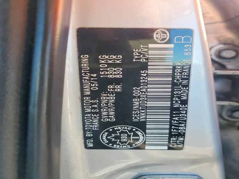51271446 :رقم المزاد ، VNKKTUD3XEA013245 vin ، 2014 Toyota Yaris مزاد بيع