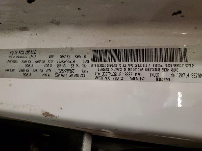 49548346 :رقم المزاد ، 3C6TRVDG1JE118937 vin ، 2018 Ram Promaster 2500 مزاد بيع