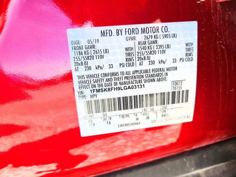 Продаж на аукціоні авто 2020 Ford Explorer, vin: 1FMSK8FH9LGA03131, номер лоту: 48970276