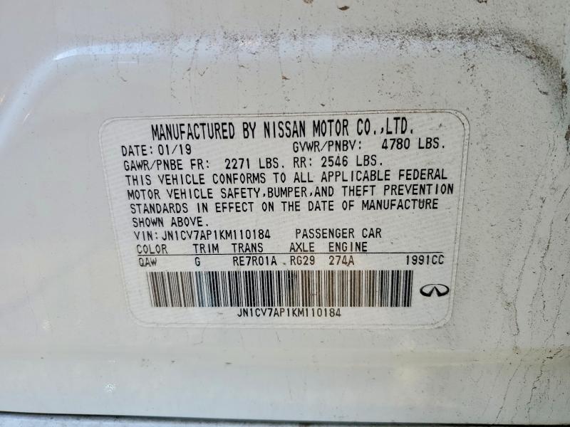 49495766 :رقم المزاد ، JN1CV7AP1KM110184 vin ، 2019 Infiniti Q50 مزاد بيع