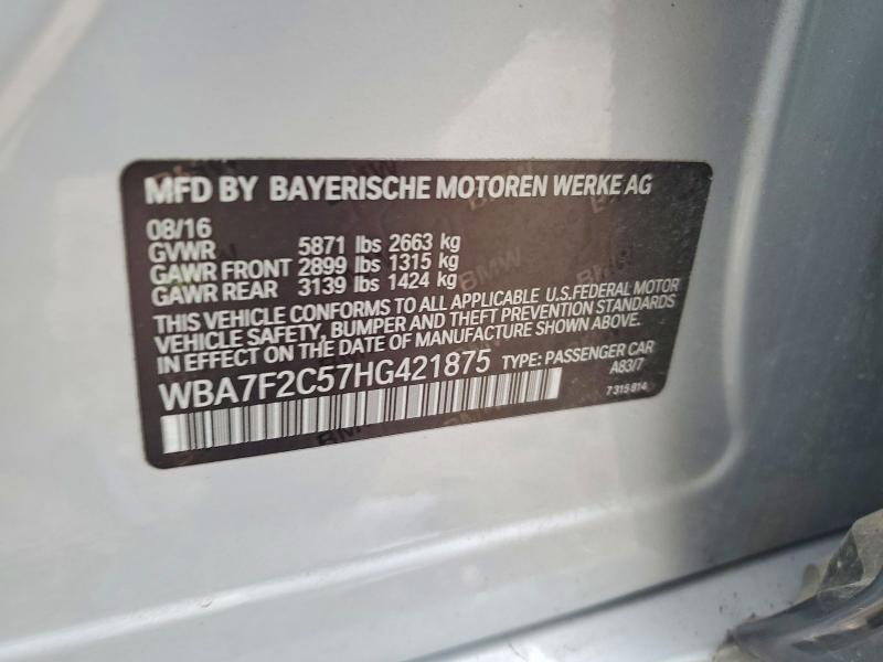 Продаж на аукціоні авто 2017 Bmw 750, vin: WBA7F2C57HG421875, номер лоту: 50624106