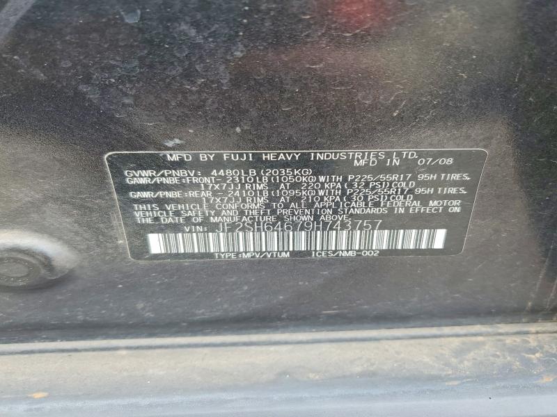 2009 Subaru Forester მანქანა იყიდება აუქციონზე, vin: JF2SH64679H743757, აუქციონის ნომერი: 51120616