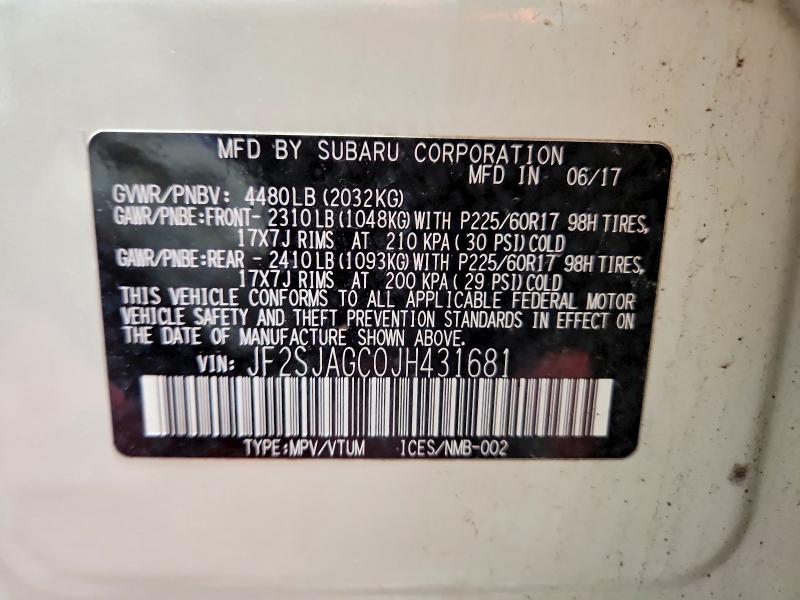 49485376 :رقم المزاد ، JF2SJAGC0JH431681 vin ، 2018 Subaru Forester مزاد بيع