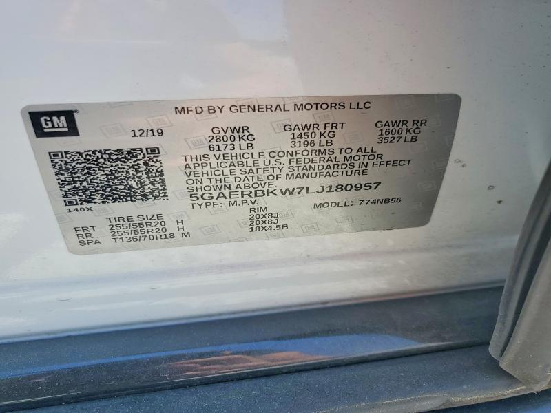 50060426 :رقم المزاد ، 5GAERBKW7LJ180957 vin ، 2020 Buick Enclave مزاد بيع