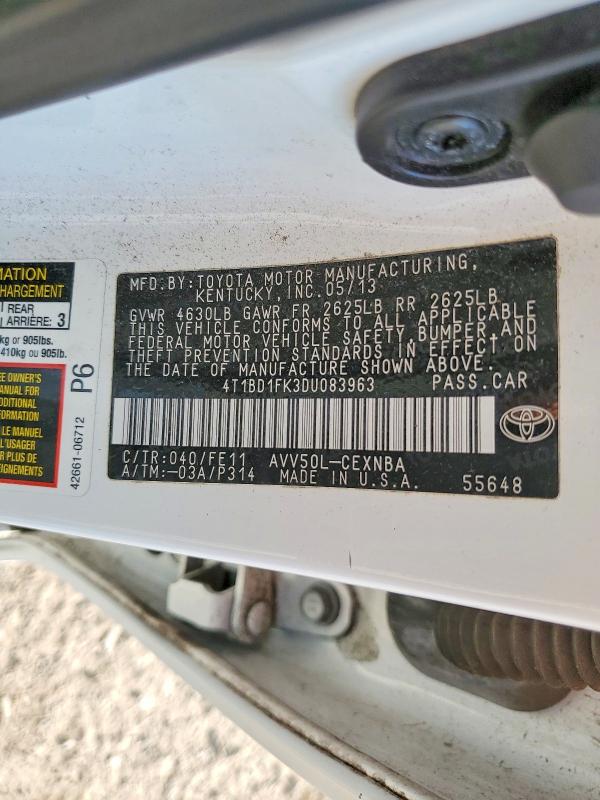 Aukcja sprzedaży 2013 Toyota Camry Hybrid, vin: 4T1BD1FK3DU083963, numer aukcji: 50398476