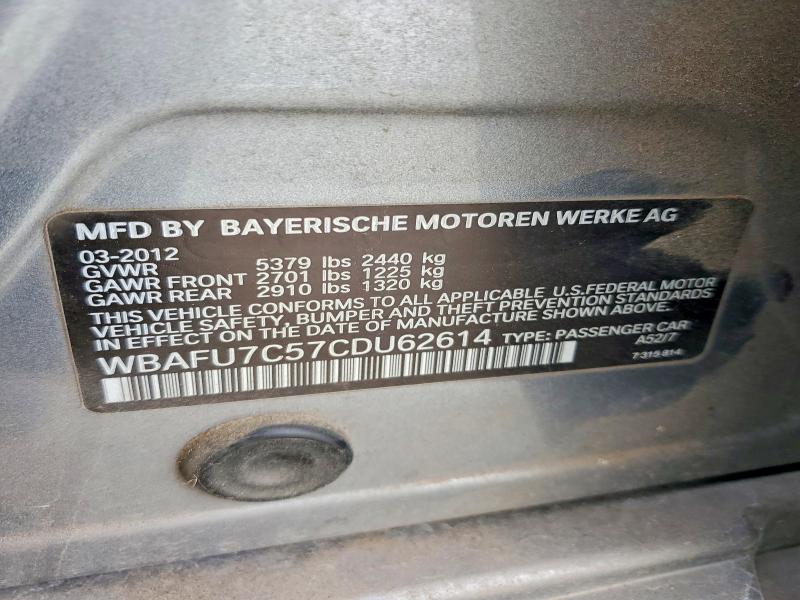 Продажа на аукционе авто 2012 Bmw 535, vin: WBAFU7C57CDU62614, номер лота: 49619916
