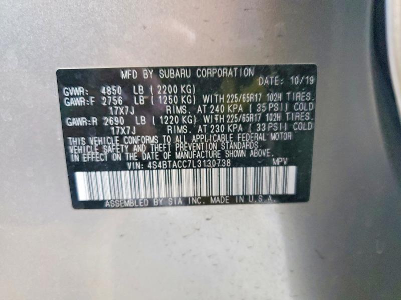 Aukcja sprzedaży 2020 Subaru Outback, vin: 4S4BTACC7L3130738, numer aukcji: 49440526