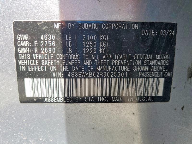 Продаж на аукціоні авто 2024 Subaru Legacy, vin: 4S3BWAB62R3025301, номер лоту: 50345346