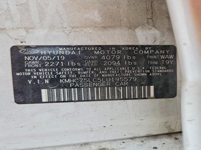 Продаж на аукціоні авто 2020 Hyundai Ioniq, vin: KMHC75LC5LU195579, номер лоту: 49489376
