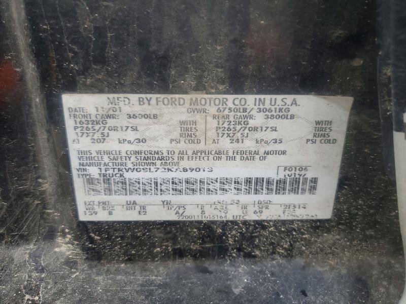 2002 Ford F150 მანქანა იყიდება აუქციონზე, vin: 1FTRW08L72KA89013, აუქციონის ნომერი: 48306326